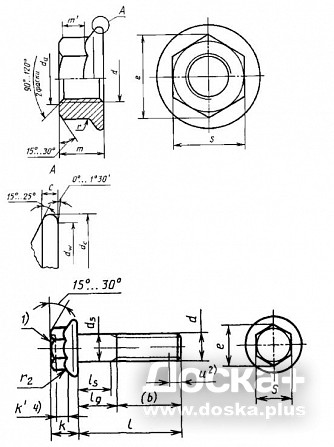 Гайки и болты с фланцем ГОСТ Р 50592-93, ГОСТ Р ИСО 4161-2013, ГОСТ Р